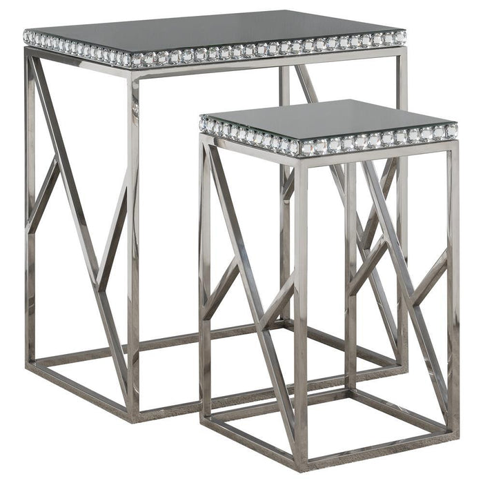 Betsy 2-piece Mirror Top Nesting Tables Silver - VIP FURNITURE (NJ)