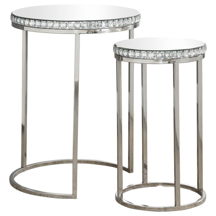 Addison 2-piece Round Nesting Table Silver - VIP FURNITURE (NJ)