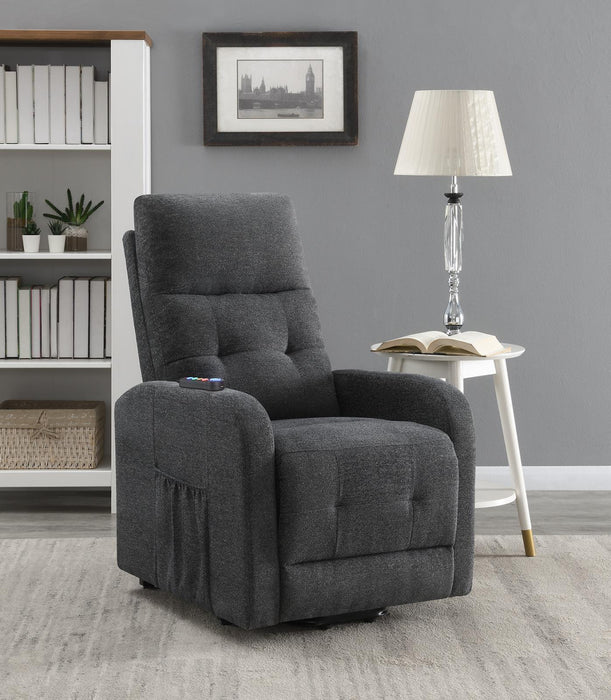 Howie Tufted Upholstered Power Lift Recliner Charcoal - VIP FURNITURE (NJ)