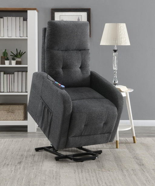 Howie Tufted Upholstered Power Lift Recliner Charcoal - VIP FURNITURE (NJ)