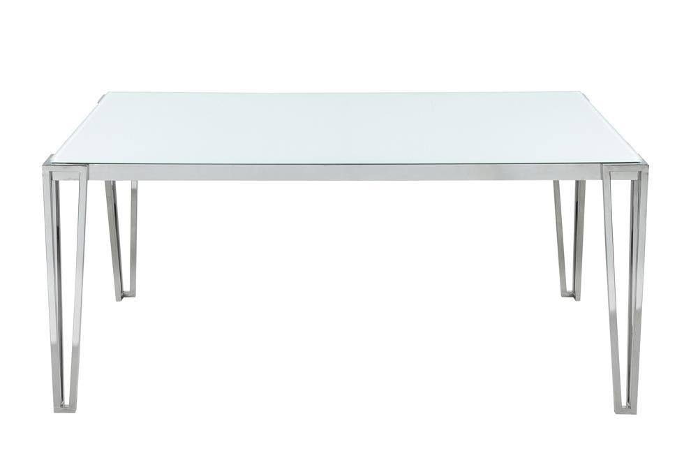 Pauline Rectangular Dining Table with Metal Leg White and Chrome - VIP FURNITURE (NJ)