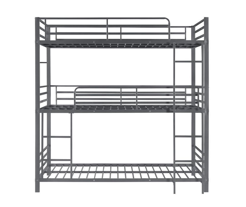 Maynard Metal Triple Twin Bunk Bed Gunmetal - VIP FURNITURE (NJ)
