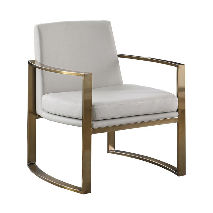 Cory Concave Metal Arm Accent Chair Cream and Bronze - VIP FURNITURE (NJ)