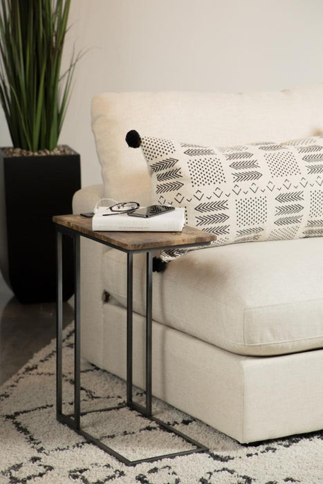 Rudy Snack Table with Power Outlet Gunmetal and Antique Brown - VIP FURNITURE (NJ)