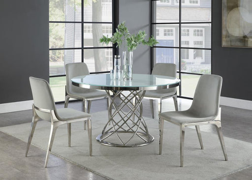 Irene Upholstered Side Chairs Light Grey and Chrome (Set of 4) - VIP FURNITURE (NJ)