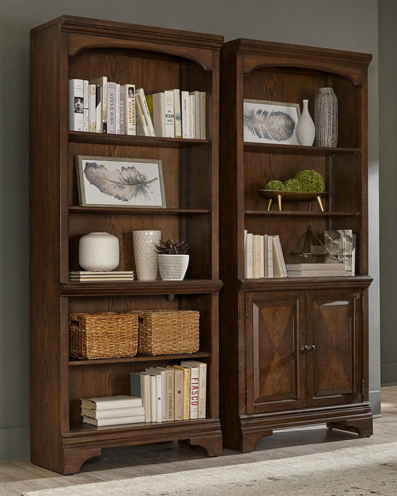 Hartshill Bookcase with Cabinet Burnished Oak - VIP FURNITURE (NJ)