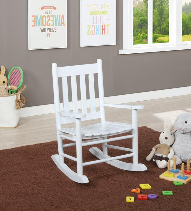 Annie Slat Back Youth Rocking Chair White - VIP FURNITURE (NJ)