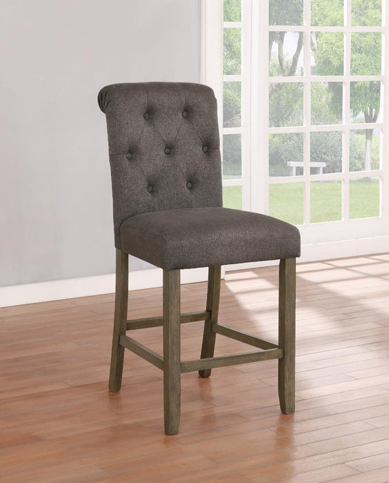 Balboa Tufted Back Counter Height Stools Grey and Rustic Brown (Set of 2) - VIP FURNITURE (NJ)