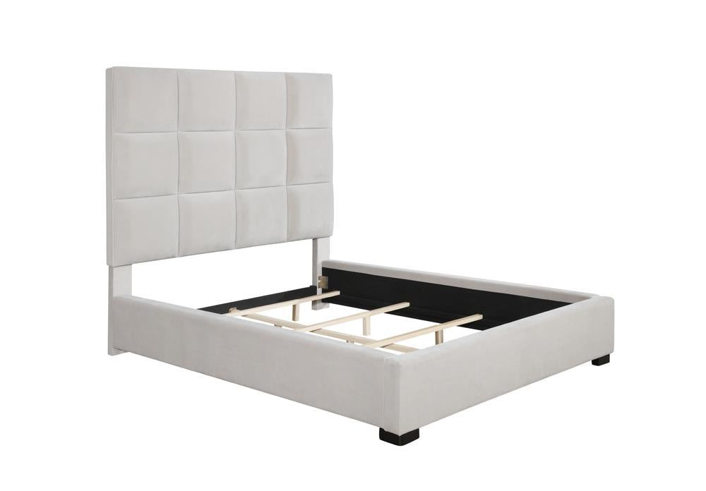 Panes Queen Tufted Upholstered Panel Bed Beige - VIP FURNITURE (NJ)