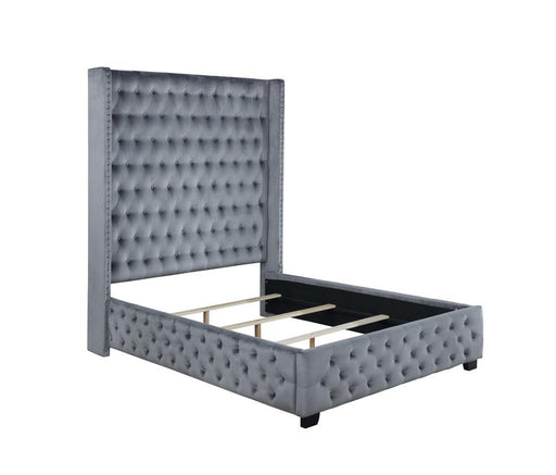 Rocori Queen Wingback Tufted Bed Grey - VIP FURNITURE (NJ)