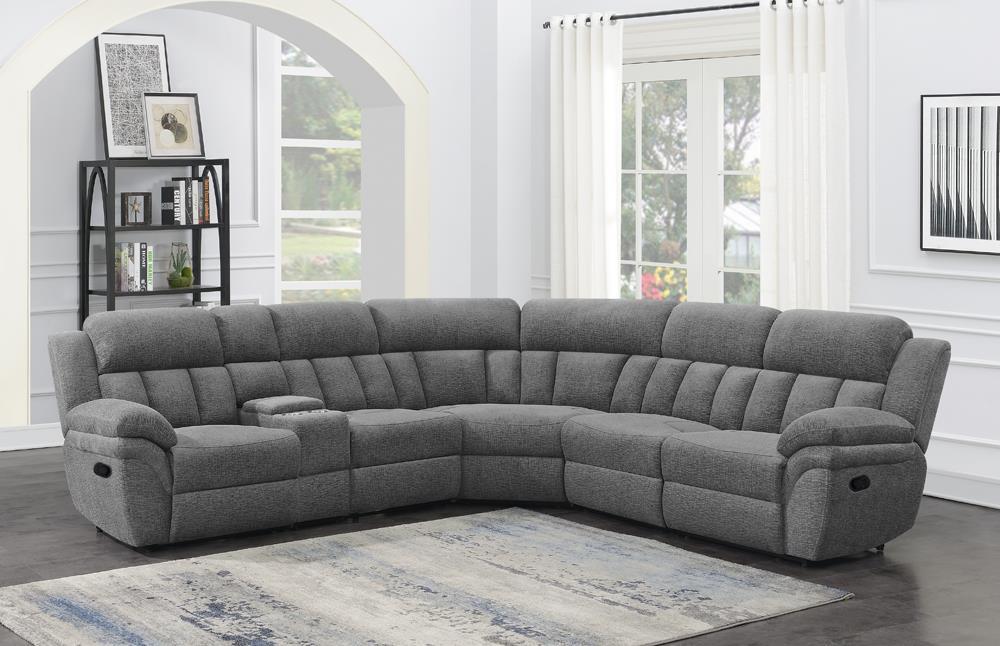 Bahrain 6-piece Upholstered Motion Sectional Charcoal - VIP FURNITURE (NJ)