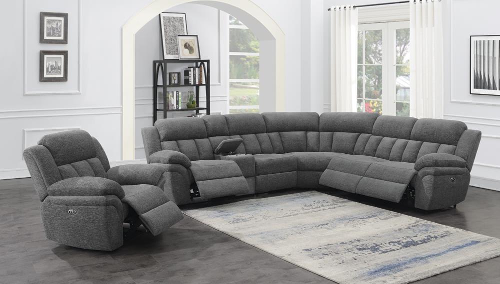 Bahrain 6-piece Upholstered Power Sectional Charcoal - VIP FURNITURE (NJ)