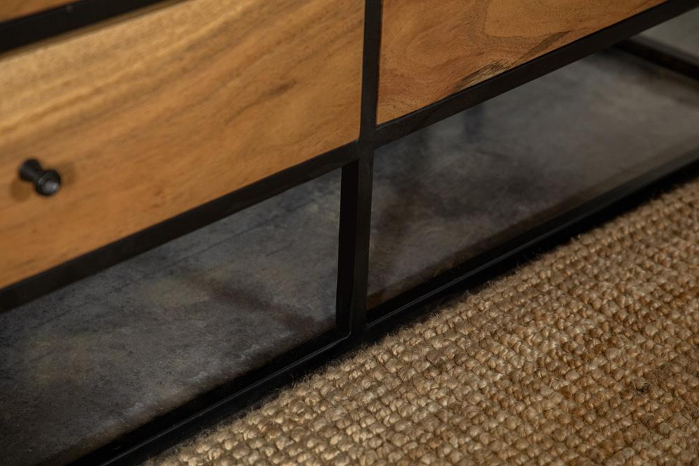 Belcroft 4-drawer Etagere Natural Acacia and Black - VIP FURNITURE (NJ)