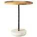 Ginevra Round Wooden Top Accent Table Natural and White - VIP FURNITURE (NJ)