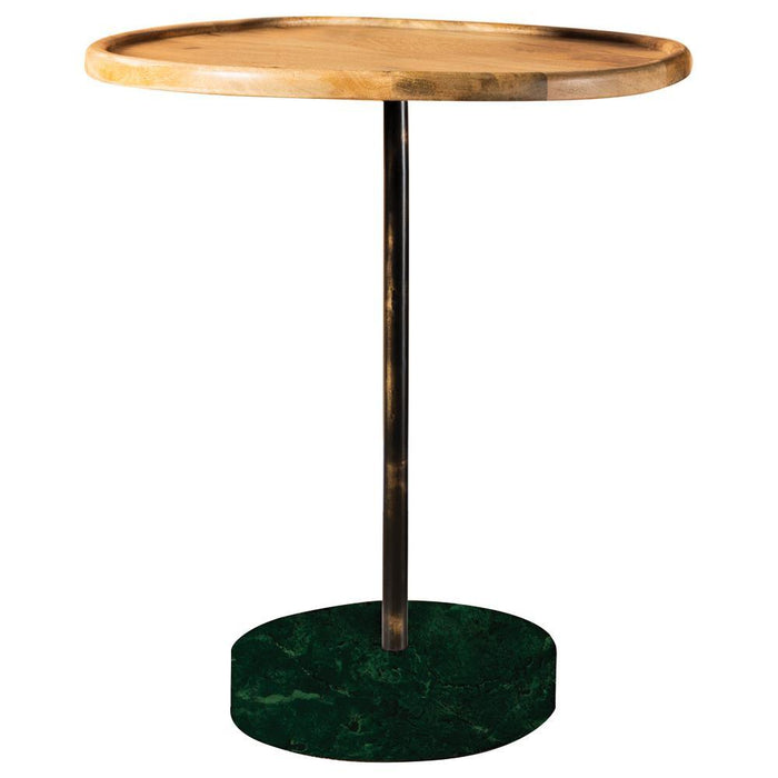 Ginevra Round Marble Base Accent Table Natural and Green - VIP FURNITURE (NJ)