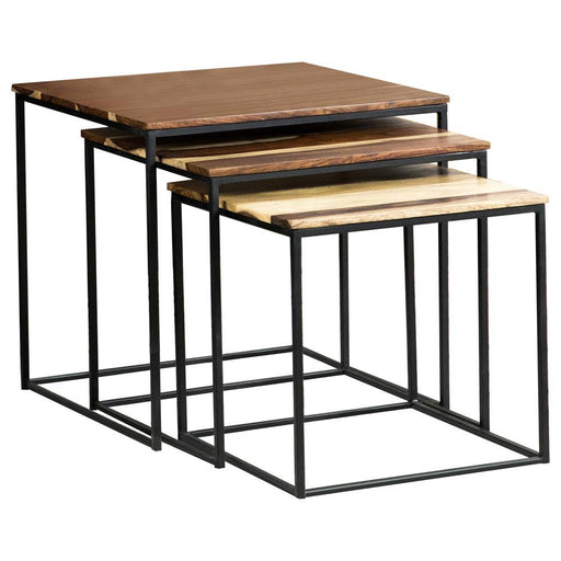 Belcourt 3-piece Square Nesting Tables Natural and Black - VIP FURNITURE (NJ)