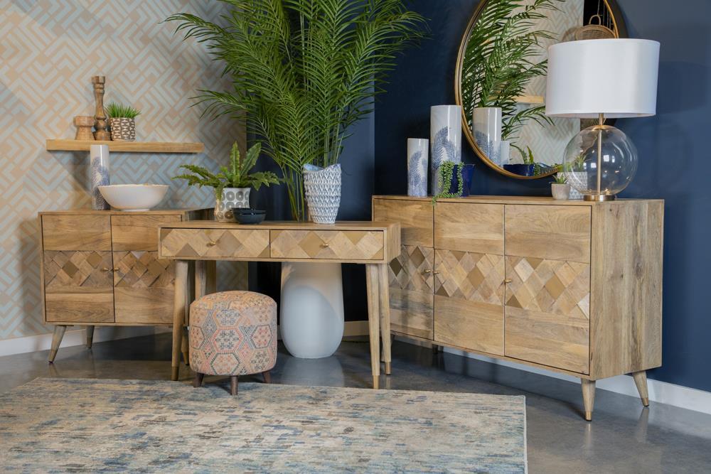 Alyssum Checkered Pattern 3-door Accent Cabinet Natural - VIP FURNITURE (NJ)