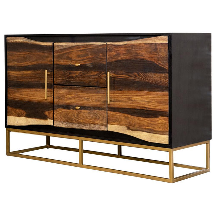 Zara 2-drawer Accent Cabinet Black Walnut and Gold - VIP FURNITURE (NJ)