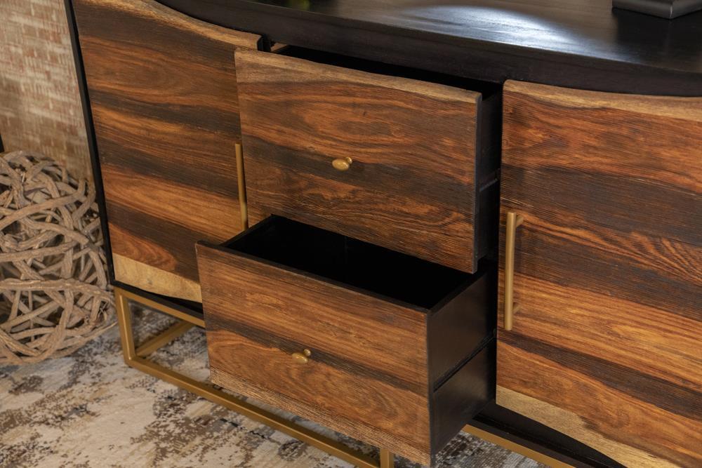 Zara 2-drawer Accent Cabinet Black Walnut and Gold - VIP FURNITURE (NJ)