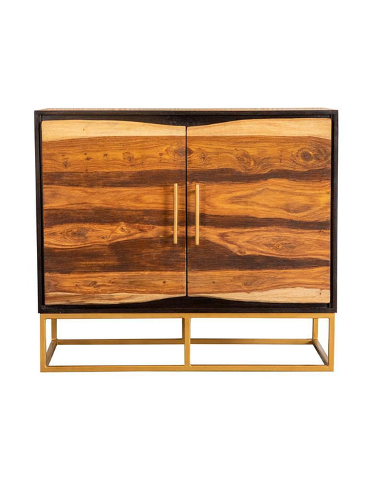 Zara 2-door Accent Cabinet Black Walnut and Gold - VIP FURNITURE (NJ)