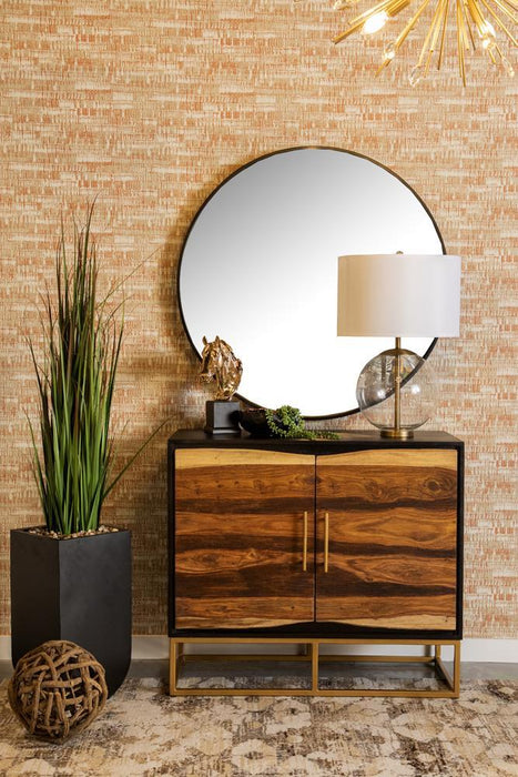 Zara 2-door Accent Cabinet Black Walnut and Gold - VIP FURNITURE (NJ)