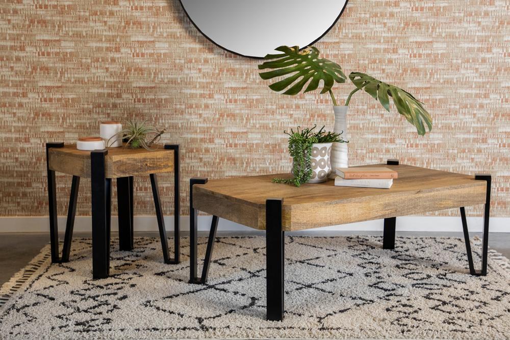 Winston Wooden Square Top End Table Natural and Matte Black - VIP FURNITURE (NJ)