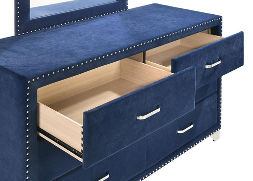 Melody 6-drawer Upholstered Dresser Pacific Blue - VIP FURNITURE (NJ)