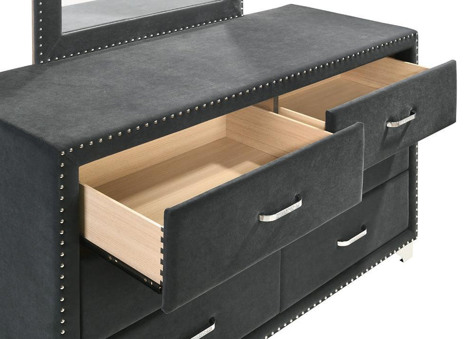 Melody 6-drawer Upholstered Dresser Grey - VIP FURNITURE (NJ)