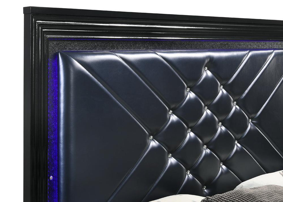 Penelope Queen Bed with LED Lighting Black and Midnight Star - VIP FURNITURE (NJ)