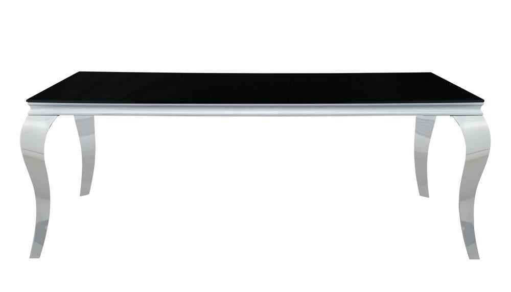 Carone Rectangular Glass Top Dining Table Black and Chrome - VIP FURNITURE (NJ)