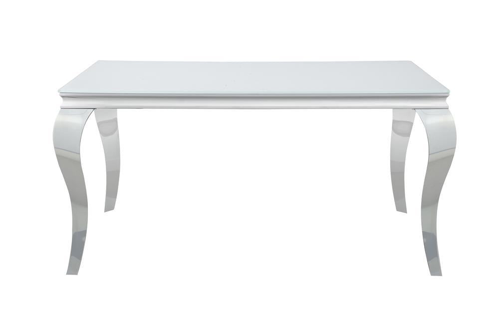 Carone Rectangular Glass Top Dining Table White and Chrome - VIP FURNITURE (NJ)