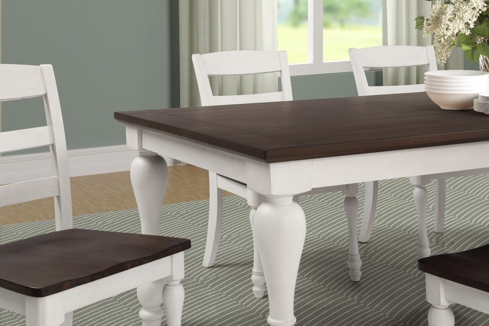 Madelyn Dining Table with Extension Leaf Dark Cocoa and Coastal White - VIP FURNITURE (NJ)