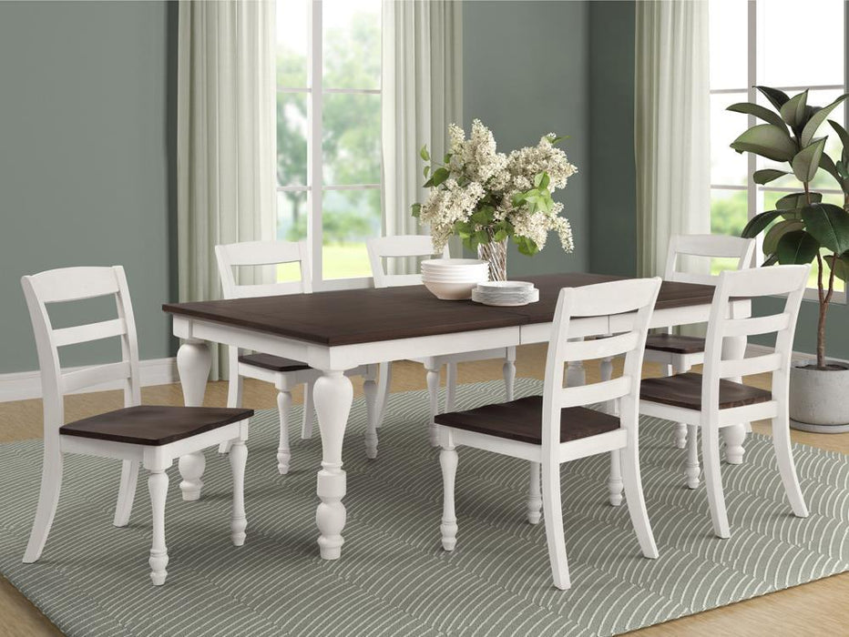 Madelyn Dining Table with Extension Leaf Dark Cocoa and Coastal White - VIP FURNITURE (NJ)