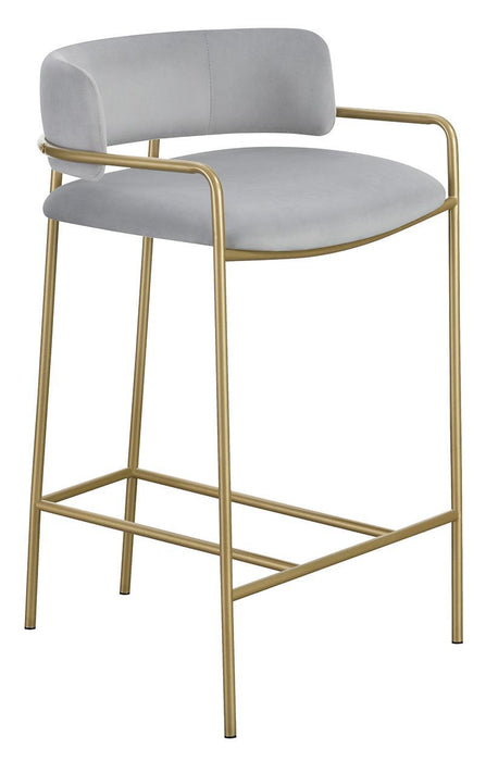 Comstock Upholstered Low Back Stool Grey and Gold - VIP FURNITURE (NJ)