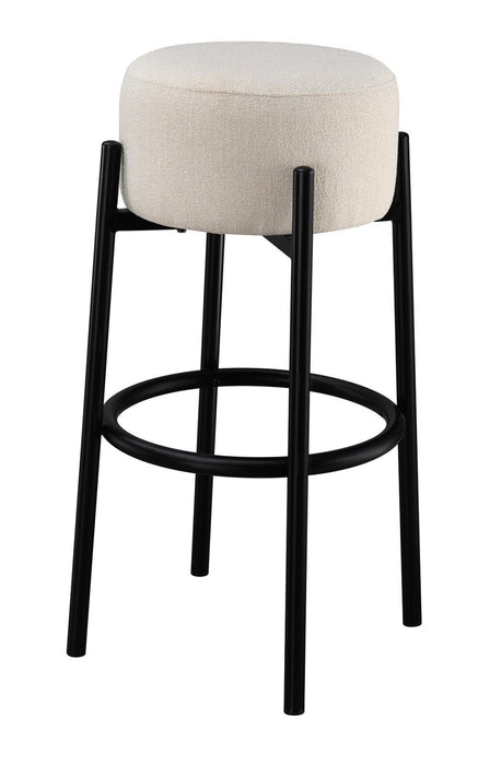 Leonard Upholstered Backless Round Stools White and Black (Set of 2) - VIP FURNITURE (NJ)