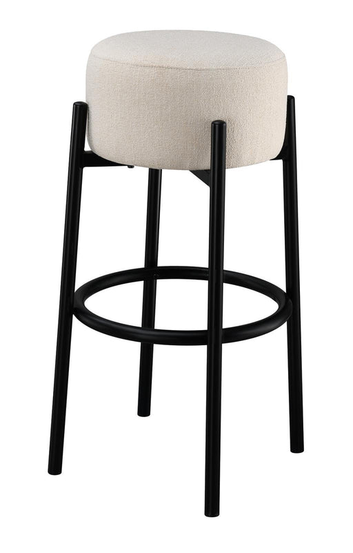 Leonard Upholstered Backless Round Stools White and Black (Set of 2) - VIP FURNITURE (NJ)