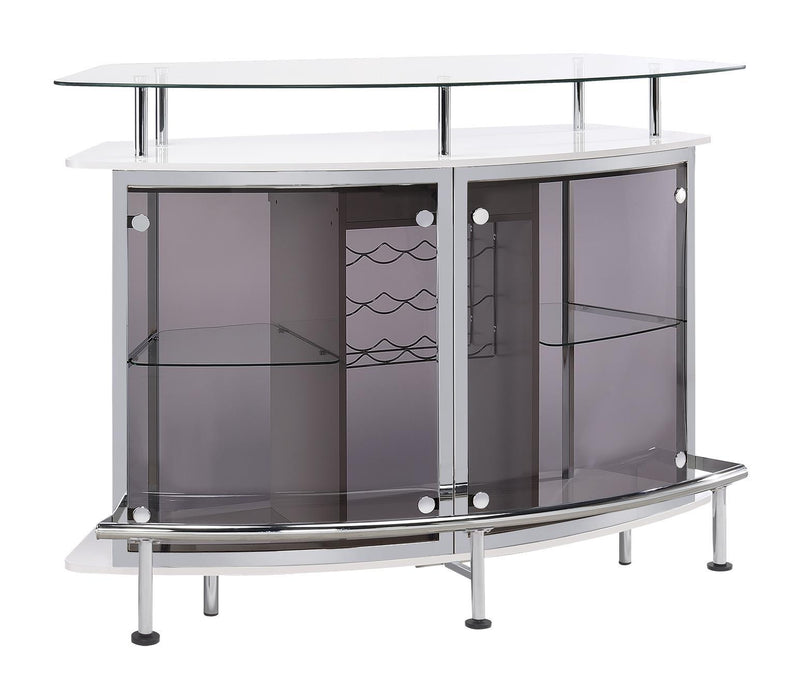 Gideon Crescent Shaped Glass Top Bar Unit with Drawer - VIP FURNITURE (NJ)