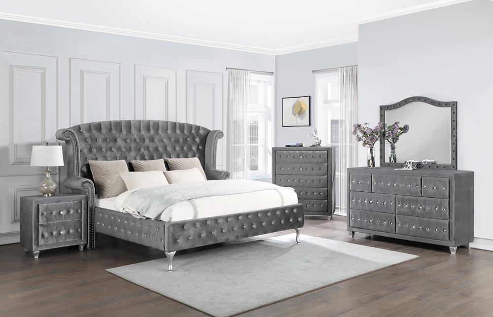 Deanna Eastern King Tufted Upholstered Bed Grey - VIP FURNITURE (NJ)