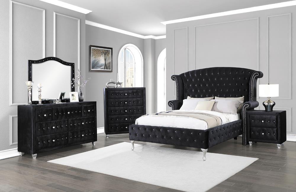 Deanna Queen Tufted Upholstered Bed Black - VIP FURNITURE (NJ)