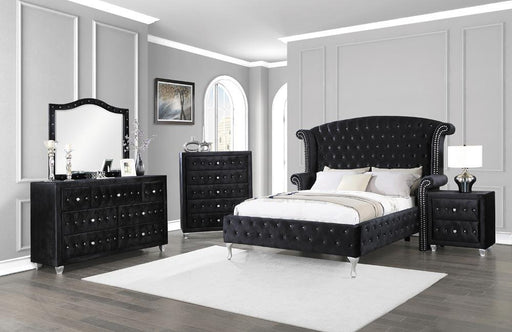 Deanna California King Tufted Upholstered Bed Black - VIP FURNITURE (NJ)