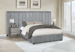 Arles Queen Vertical Channeled Tufted Bed Grey - VIP FURNITURE (NJ)