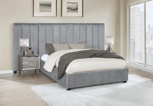 Arles Queen Vertical Channeled Tufted Bed Grey - VIP FURNITURE (NJ)