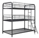 Garner Triple Twin Bunk Bed with Ladder Gunmetal - VIP FURNITURE (NJ)