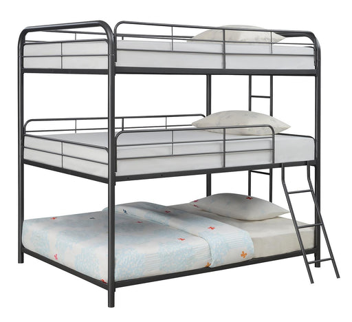 Garner Triple Full Bunk Bed with Ladder Gunmetal - VIP FURNITURE (NJ)