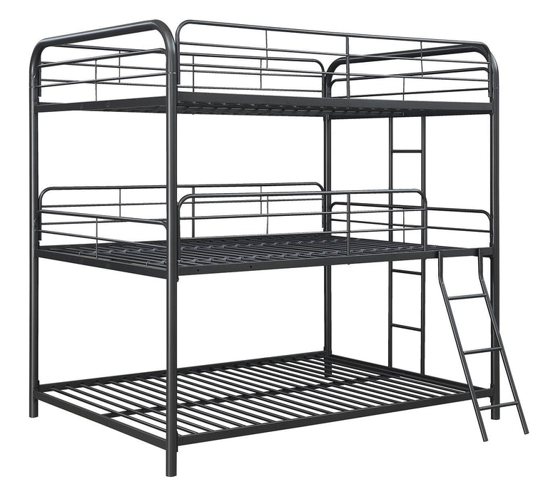 Garner Triple Full Bunk Bed with Ladder Gunmetal - VIP FURNITURE (NJ)