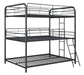 Garner Triple Full Bunk Bed with Ladder Gunmetal - VIP FURNITURE (NJ)