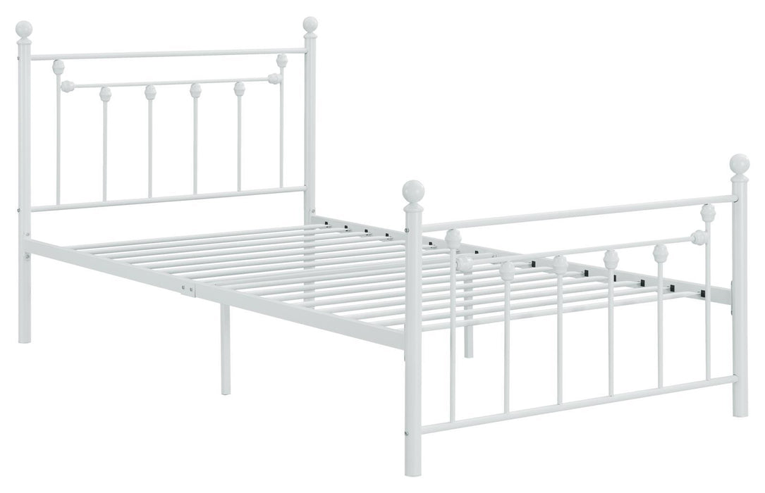 Canon Full Metal Slatted Headboard Platform Bed - White - VIP FURNITURE (NJ)