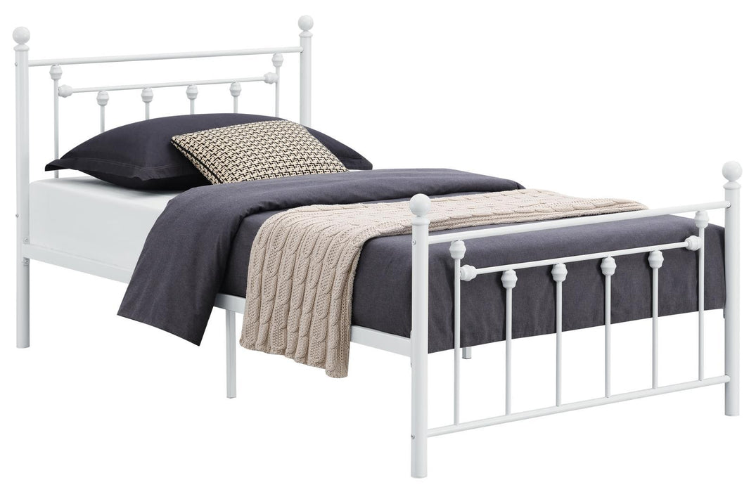 Canon Full Metal Slatted Headboard Platform Bed - White - VIP FURNITURE (NJ)