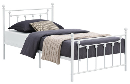 Canon Full Metal Slatted Headboard Platform Bed - White - VIP FURNITURE (NJ)
