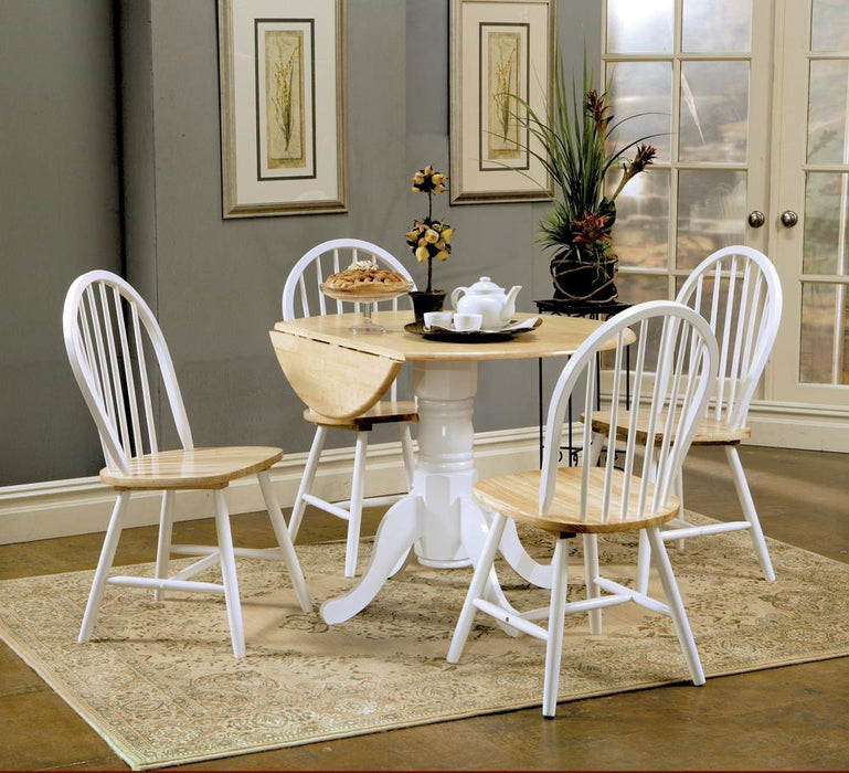 Allison Drop Leaf Round Dining Table Natural Brown and White - VIP FURNITURE (NJ)